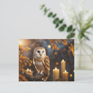 Herfst Equinox Mystieke Kaarsen Uil Feestdagenkaart