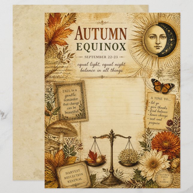 Herfst Equinox Scrapbook Papier (Voorkant / Achterkant)