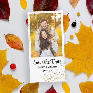 Herfst Esblad Rand Trouwkaart Datum Besparen Save The Date