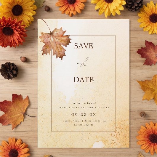 Herfst Esdblad Aquarel Save The Date Kaart