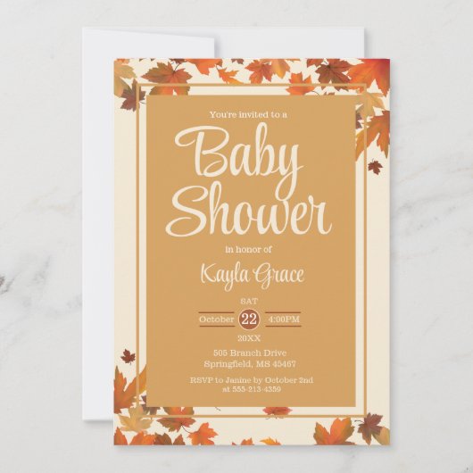Herfst Esdblad Baby Shower Uitnodiging (Voorkant)