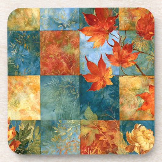 Herfst Esdblad Botanische Patchwork Bier Onderzetter (Voorkant)