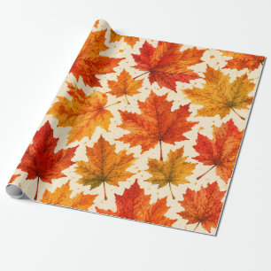 Herfst Esdblad Patroon   Herfst Oranje Rode Blad Cadeaupapier