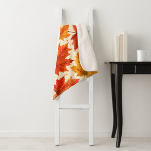 Herfst Esdblad Patroon Herfst Oranje Rode Blad Sherpa Deken