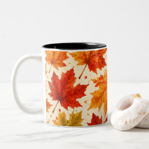 Herfst Esdblad Patroon   Herfst Oranje Rode Blad Tweekleurige Koffiemok