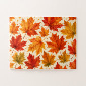 Herfst Esdblad Patroon | Herfst Oranje Rood Blad Legpuzzel (Horizontaal)