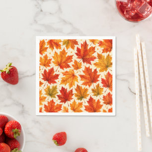 Herfst Esdblad Patroon Val Oranje Rode Blad Servet