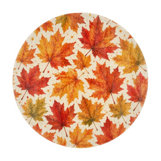 Herfst Esdblad Patroon | Val Oranje Rode Blad Snijplank (Voorkant)