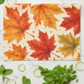 Herfst Esdblad Patroon | Val Oranje Rode Blad Theedoek (Gevouwen)