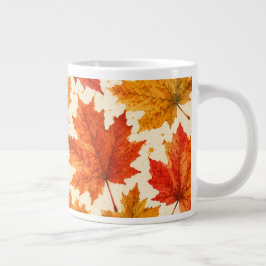 Herfst Esdblad Patroon | Val Oranje Rood Blad Grote Koffiekop
