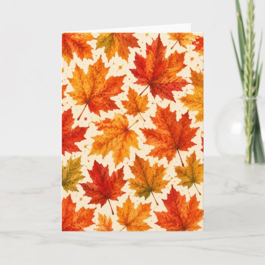 Herfst Esdblad Patroon | Val Oranje Rood blad Kaart (Voorkant)