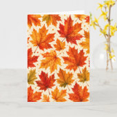 Herfst Esdblad Patroon | Val Oranje Rood blad Kaart (Gele Bloem)