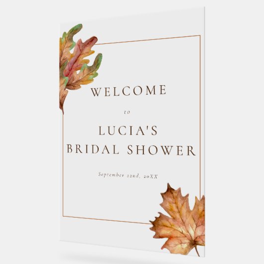 Herfst Esdoorblad Aquarel Bruidsdouche Welkom Acryl Bord (Hoek)