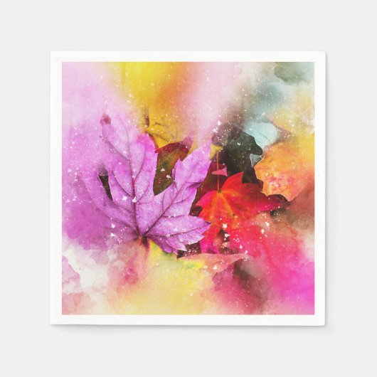 Herfst esdoorbladeren waterverf herfstpastel servet (Voorkant)