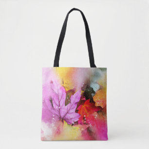Herfst esdoorbladeren waterverf herfstpastel tote bag