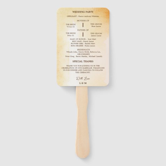 herfst esdoorn blad roest Waterverf bruiloft progr Handwaaier (Achterkant)