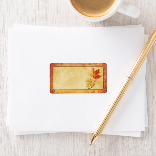 Herfst esdoorn bladeren bruiloft lege Adresetikett Etiket (Insitu)