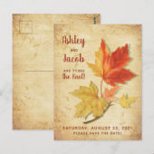 herfst esdoorn bladeren bruiloft opslaan van de d briefkaart (Voorkant / Achterkant)