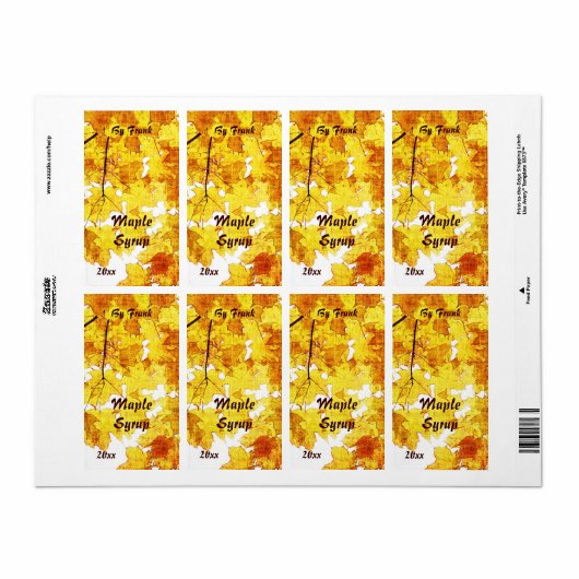 Herfst esdoorn bladeren esdoorn siroop label (Full Sheet)