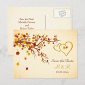 Herfst esdoorn bladeren, harten Save the Date Aankondigingskaart (Voorkant / Achterkant)