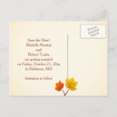 Herfst esdoorn bladeren, harten Save the Date Aankondigingskaart (Achterkant)