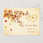 Herfst esdoorn bladeren, harten Save the Date Aankondigingskaart (Voorkant)