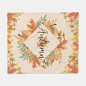Herfst esdoorn bladeren Monogram fleece deken (Voorkant (Horizontaal))