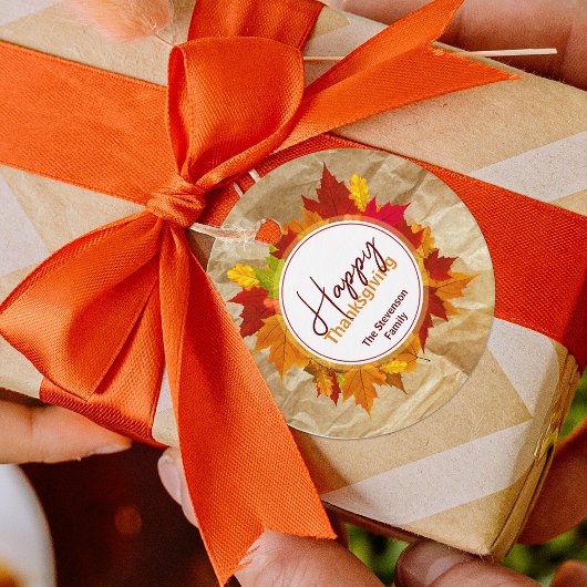 Herfst esdoorn bladeren op papier textuur Thanksgi Bedankjes Labels
