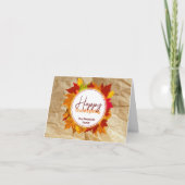 Herfst esdoorn bladeren op papier textuur Thanksgi Kaart (Voorkant)