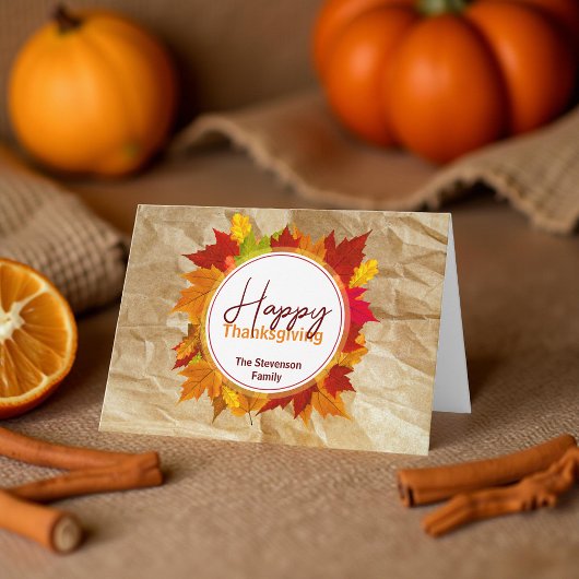 Herfst esdoorn bladeren op papier textuur Thanksgi Kaart