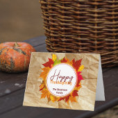 Herfst esdoorn bladeren op papier textuur Thanksgi Kaart