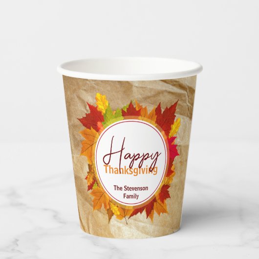 Herfst esdoorn bladeren op papier textuur Thanksgi Papieren Bekers (Achterkant)