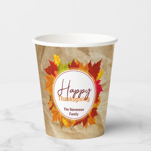 Herfst esdoorn bladeren op papier textuur Thanksgi Papieren Bekers (Voorkant)