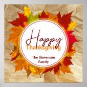 Herfst esdoorn bladeren op papier textuur Thanksgi Poster (Voorkant)