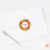 Herfst esdoorn bladeren op papier textuur Thanksgi Ronde Sticker (Envelop)