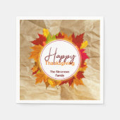 Herfst esdoorn bladeren op papier textuur Thanksgi Servet (Voorkant)