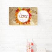 Herfst esdoorn bladeren op papier textuur Thanksgi Spandoek (Insitu)