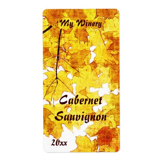 Herfst esdoorn bladeren wijnfles label (Voorkant)