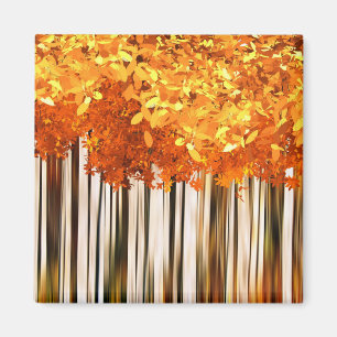 Herfst esdoorn bos kunstzinnig sinaasappel grijs s magneet
