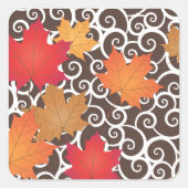 Herfst Esdoorn Krulwerk Bruiloft Vierkante Sticker (Voorkant)