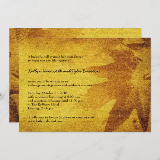 herfst esdoorn laat  retro herfst bruiloft kaart (Voorkant / Achterkant)