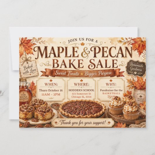 Herfst Esdoorn & Pecan Bakverkoop Kaart (Voorkant)