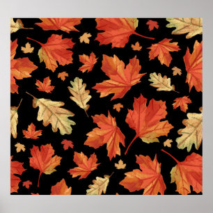 Herfst esdoorn verlaat Thanksgiving patroon Poster