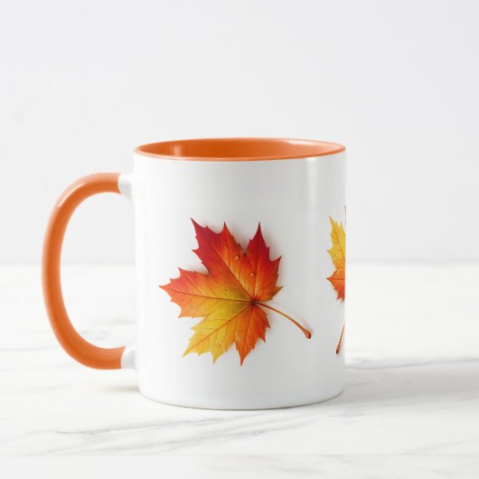 Herfst Esdoornblad Artistieke Koffiemok met Oranje Mok (Links)