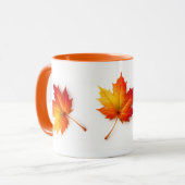 Herfst Esdoornblad Artistieke Koffiemok met Oranje Mok (Voorkant links)