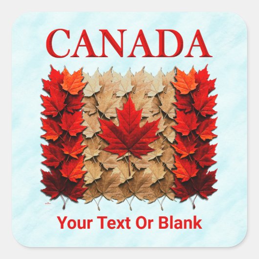 Herfst Esdoornblad Canadese Vlag Vierkante Sticker (Voorkant)