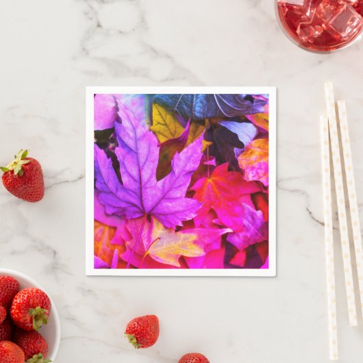 Herfst esdoornblad kleurrijk herfst roze paars roo servet (Insitu)