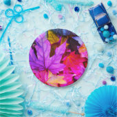 Herfst esdoornblad kleurrijk paarse sinaasappel papieren bordje (Feest)