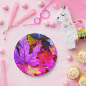 Herfst esdoornblad kleurrijk paarse sinaasappel papieren bordje (Feest)