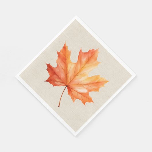 Herfst esdoornblad op jute servet (Hoek)